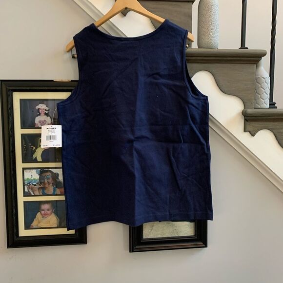 Croft & Barrows Navy Jersey Embroidered Stars Tank Top sz XL NWT - Picture 4 of 4